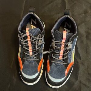 Zara Colorful Black and Orange Suede Sneakers